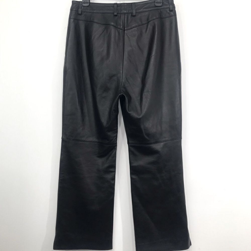 St. John Sport Black 100% Leather Straight Leg Zip Pocket Ankle Pants - Picture 6 of 16